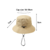 chapeau-de-pecheur-etanche Les dimensions sont indiquées d'un bob chapeau beige