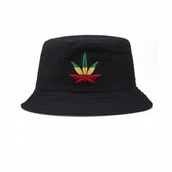 Bob-cannabis-couleur-noir-avec-feille-imprimée-multicolore