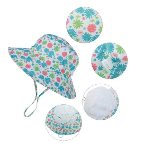 Présentation-du-bob-enfant-fille-avec-des-bulles-qui-zooment-sur-certains-details-et-caracteristiques-du-chapeau