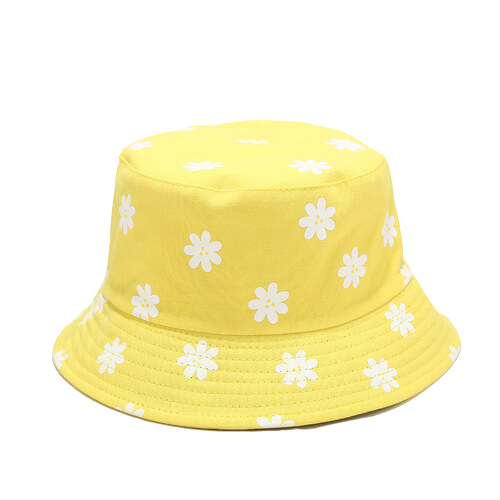 Bob-fleuri-femme-couleur-jaune-à-fleurs-blanches-et-présenté-sur-un-fond-blanc