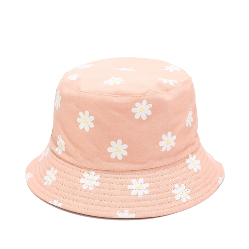 Bob-fleuri-femme-couleur-rose-à-fleurs-blanches-et-présenté-sur-un-fond-blanc