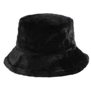 Un-bob-chapeau-noir-en-fourrure-sur-un-fond-blanc