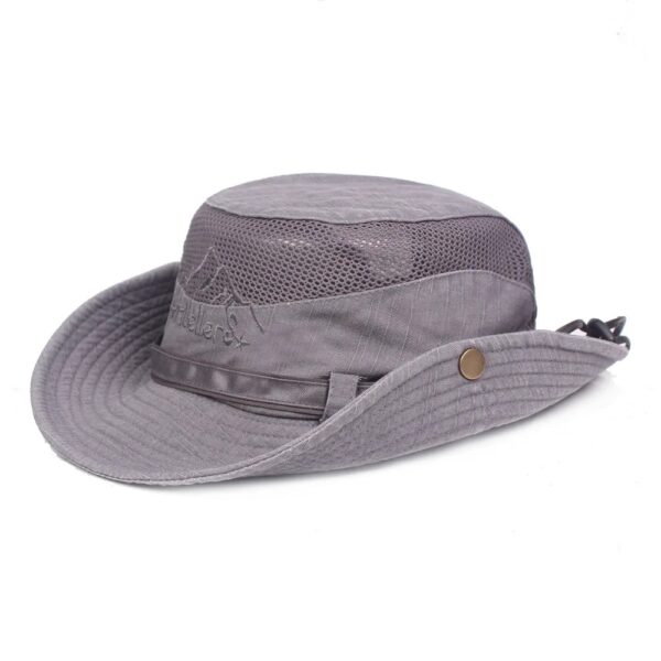 Bob chapeau style safari gris sur fond blanc