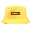 bob-apero-jaune Un bob jaune avec un logo apéro imprimé devant