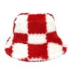 Bob fourrure gros carreaux rouge et blanc