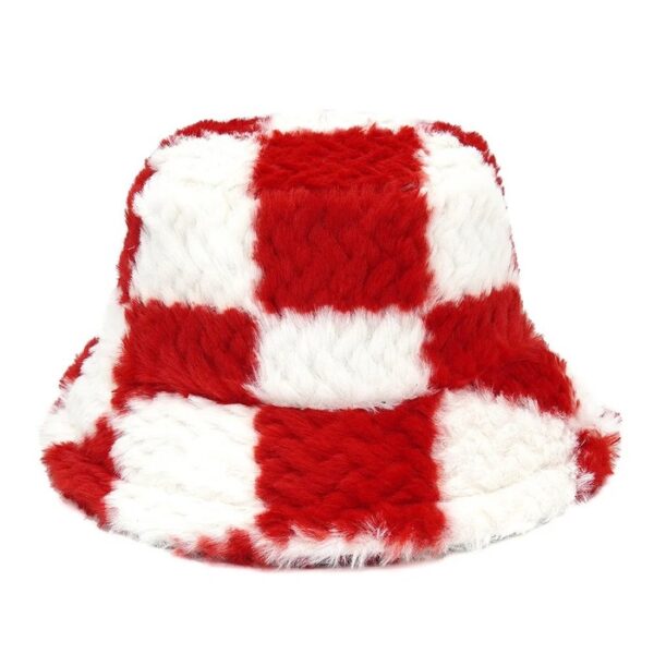 Bob fourrure gros carreaux rouge et blanc
