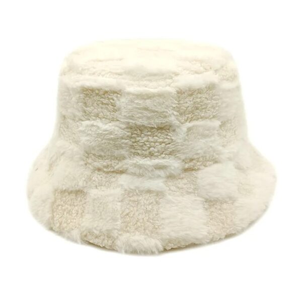 Bob fourrure motifs damier blanc