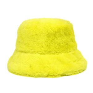 Bob chapeau en fausse fourrure couleur jaune