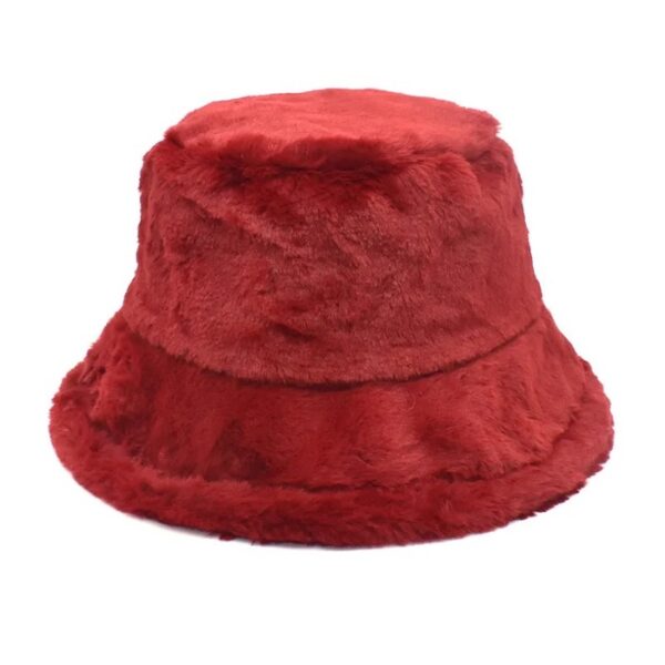 bob-fourrure-rouge Bucket hat rouge en fourrure