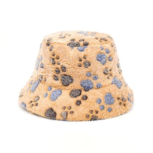 Chapeau bob en fausse fourrure motif empreintes chat