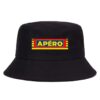 chapeau-bob-apero-noir Un chapeau bob noir avec le logo apéro imprimé