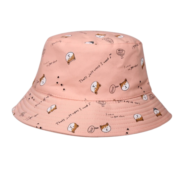Bob réversible rose avec des imprimés de petit chiot adorable