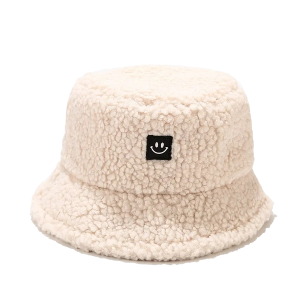 bob-fourrure-smiley-beige Bob chapeau en fourrure de couleur beige avec smiley