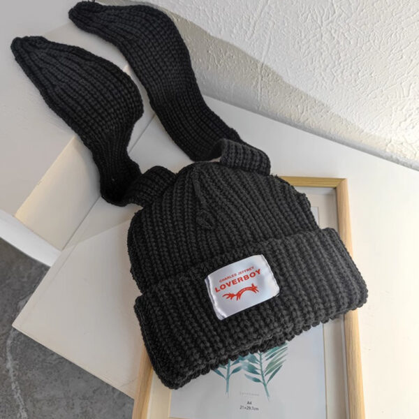 Bonnet lapin noir grandes oreilles