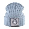 Bonnet loup gris sur fond blanc