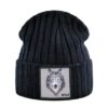 Bonnet loup noir sur fond blanc