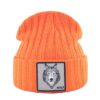 Bonnet loup orange sur fond blanc