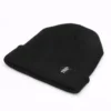 bonnet-coton-noir-doux-chaud Bonnet noir à plat sur fond blanc