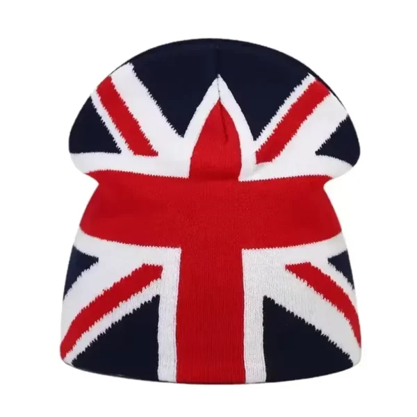 bonnet-de-ski-pour-homme-motif-drapeau-britannique-style-uk Bonnet de ski pour homme avec motif du drapeau britannique, mêlant couleurs rouge, blanc et bleu pour un look original et affirmé sur les pistes.
