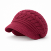 beret-femme-laine-bordeaux-texture-tressee-hiver Béret femme couleur bordeaux, texture tressée en laine, vue produit sur fond blanc, style mode hivernale