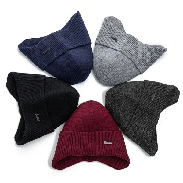 Lot de bonnets homme avec cache oreilles intégrés, plusieurs couleurs, protection thermique idéale pour l’hiver