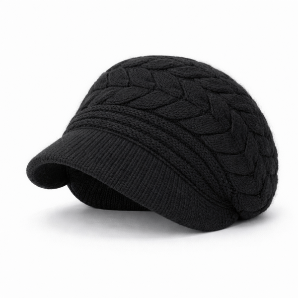 chapeau-beret-femme-noir-tricot-chaud Chapeau béret femme noir en tricot chaud, coupe élégante et confortable, accessoire idéal pour temps froid